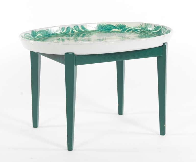 Danish Bjorn Wiinblad Ceramic Oval Tray Table