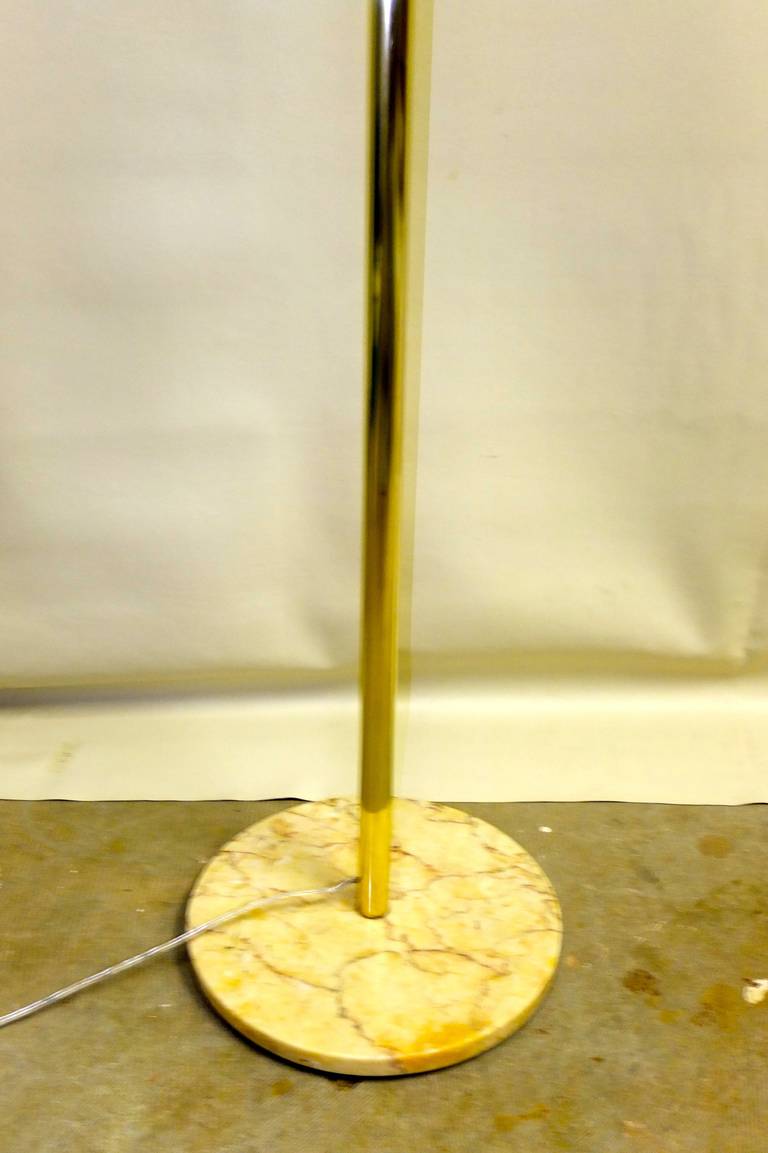 1950s Italian Brass Floor Lamp with Opaline Cesendello Glass In Excellent Condition For Sale In Hanover, MA