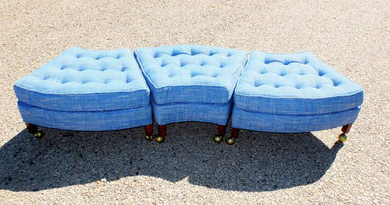 Group of Three Trapezoidal Ottoman on Casters 1
