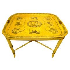 Antique French Painted Tole Tray Table