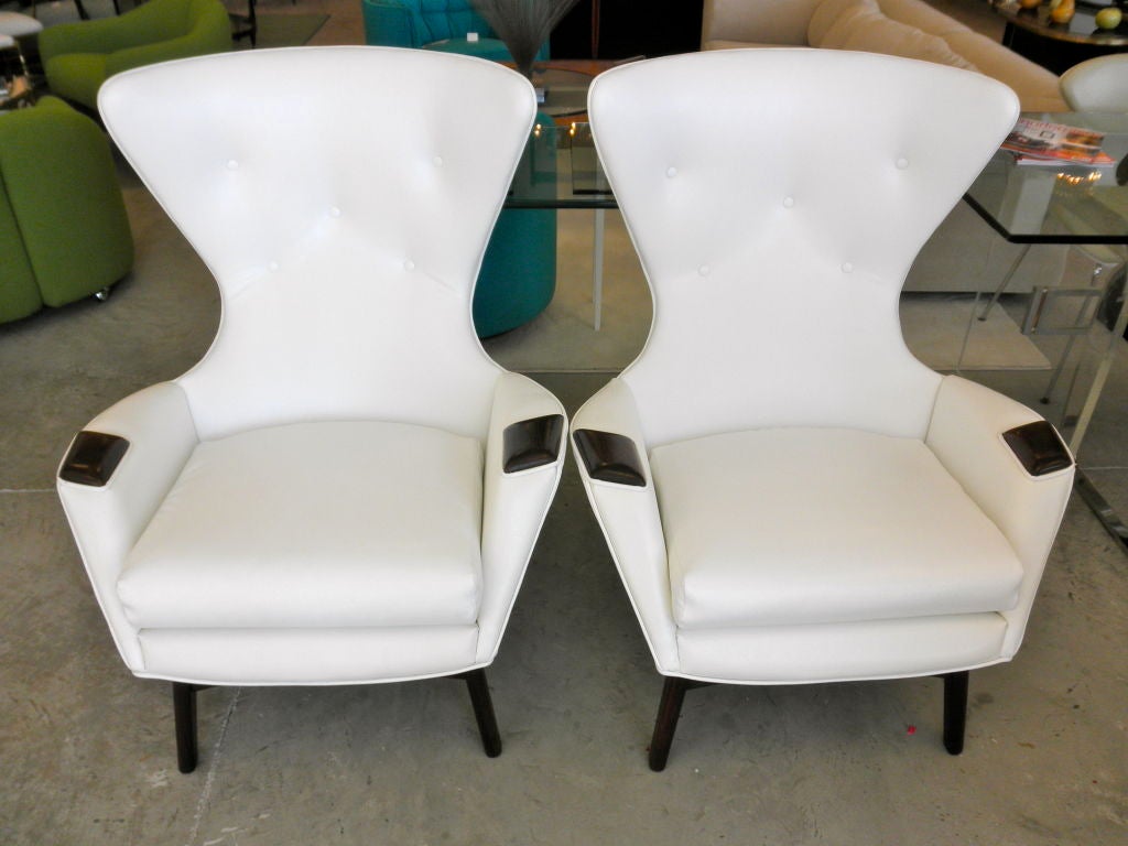 American Pair of Adrian Pearsall Wing Back Arm Chairs