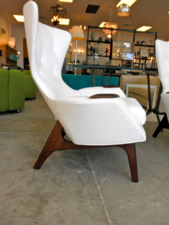 Pair of Adrian Pearsall Wing Back Arm Chairs In Excellent Condition In Hanover, MA