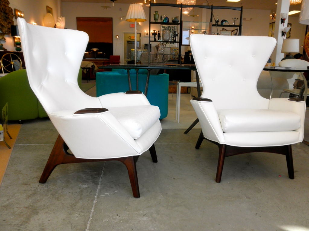 Mid-20th Century Pair of Adrian Pearsall Wing Back Arm Chairs
