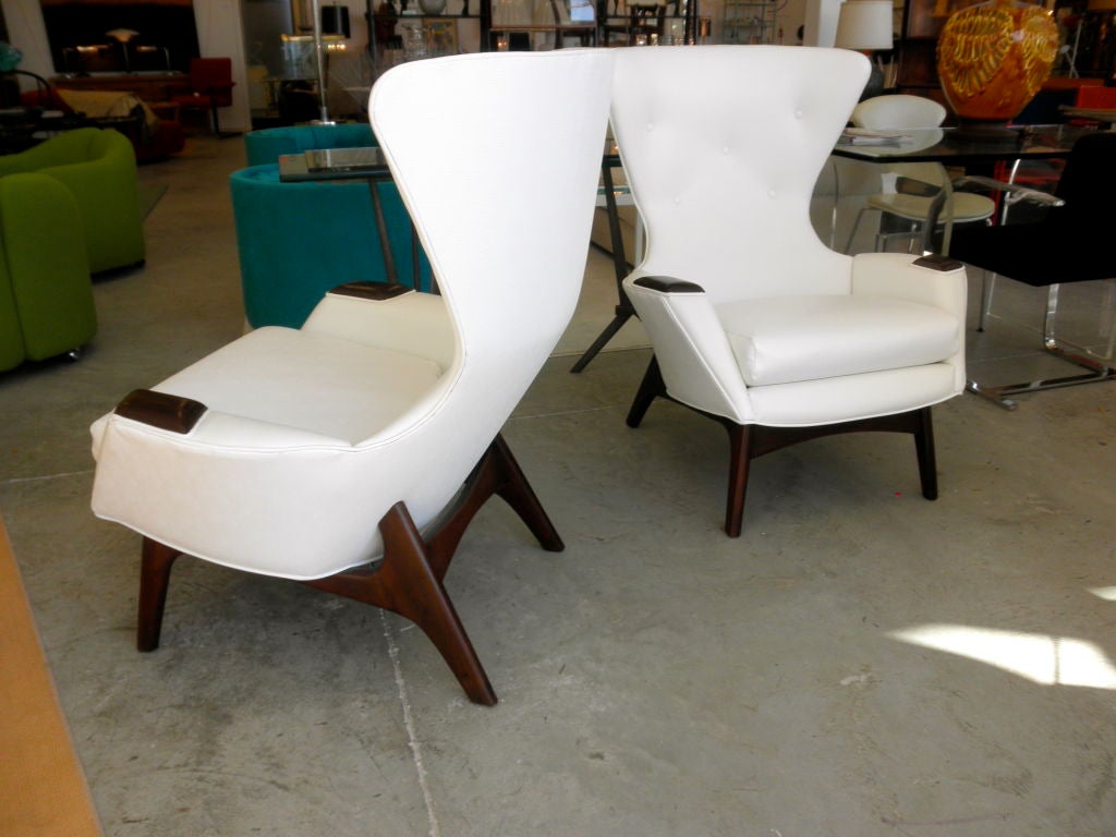 Pair of Adrian Pearsall Wing Back Arm Chairs 4