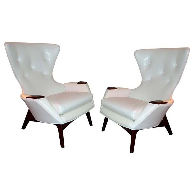 Pair of Adrian Pearsall Wing Back Arm Chairs