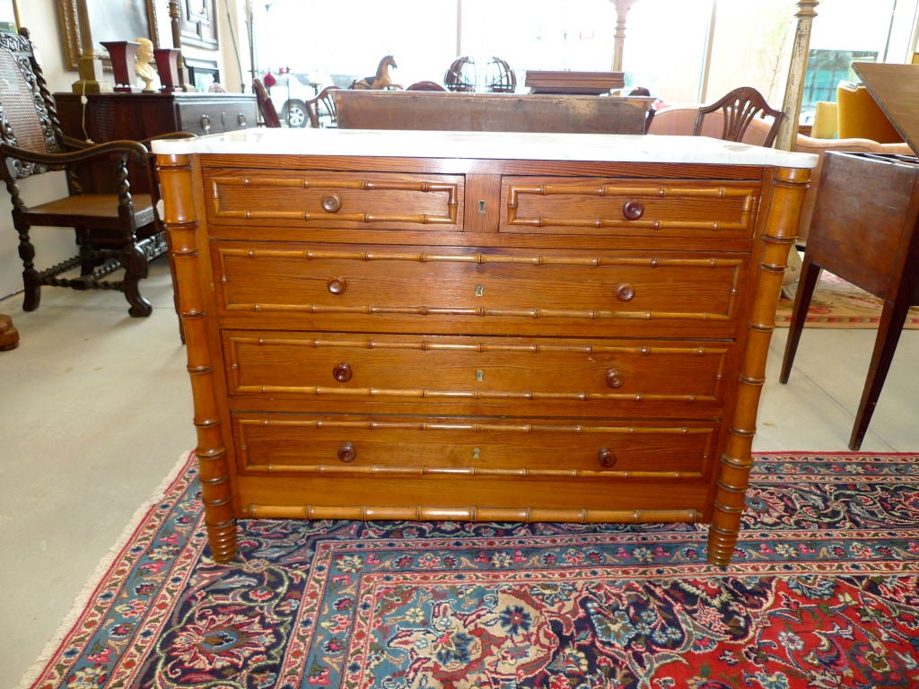 French Faux Bamboo Chest of Drawers