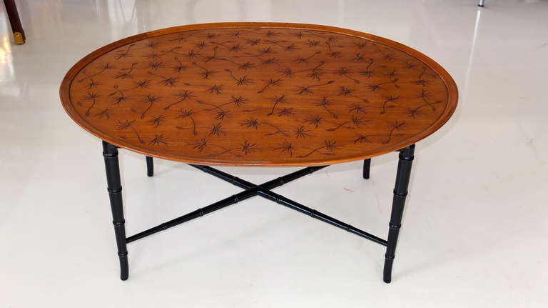 Lacquer Kittinger Incised Thistledown Coffee Table