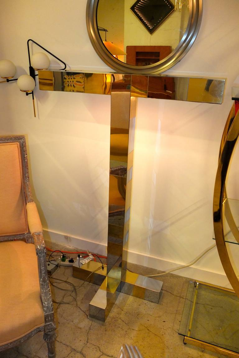 Pair of Paul Evans Cityscape Floor Lamps in Chrome & Brass In Good Condition In Hanover, MA