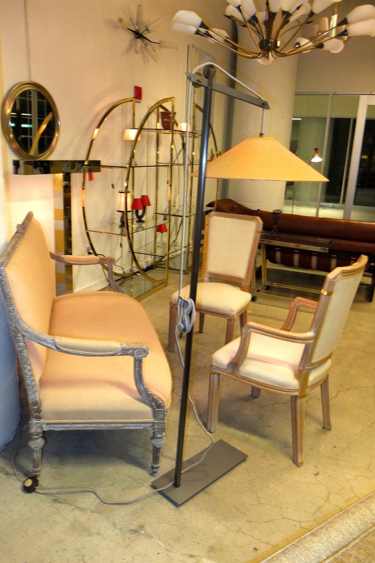 Mid-Century Modern Set of 6 Maison Jansen Cerused Oak Dining Chairs For Sale