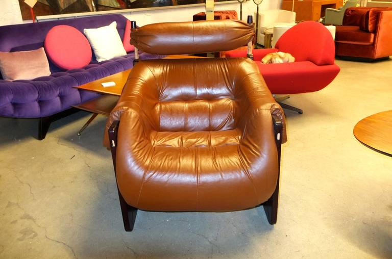 Brazilian Percival Lafer Lounge Chair in Leather and Jatobah
