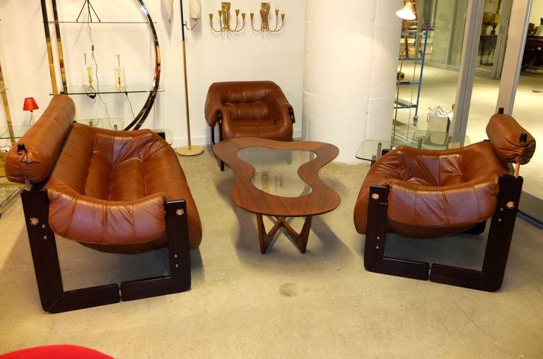 Percival Lafer Lounge Chair in Leather and Jatobah 1