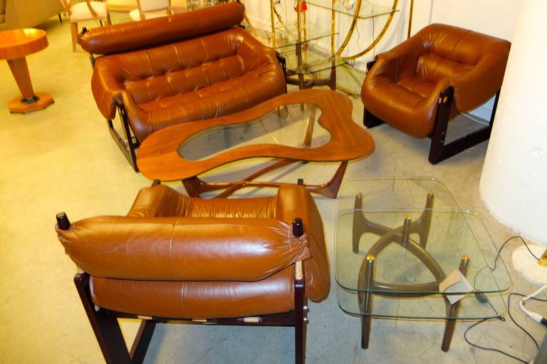 Mid-Century Modern Lounge Chair by Percival Lafer in Jatobah and Leather