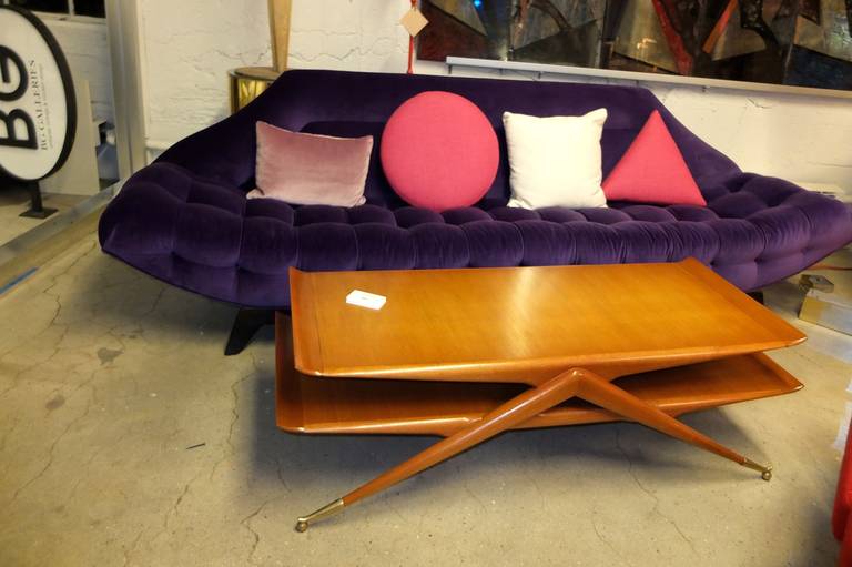 Gondola Sofa in Purple Velvet by Adrian Pearsall In Excellent Condition In Hingham, MA