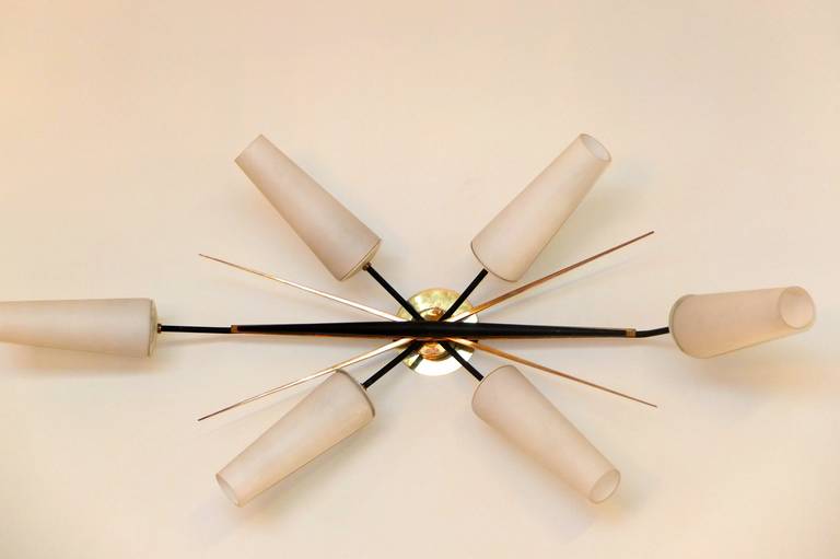 French 1950's 6 Light Wall or Ceiling Light by Arlus 3