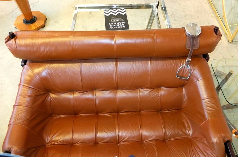 Percival Lafer Leather and Jatobah Sofa or Loveseat 1
