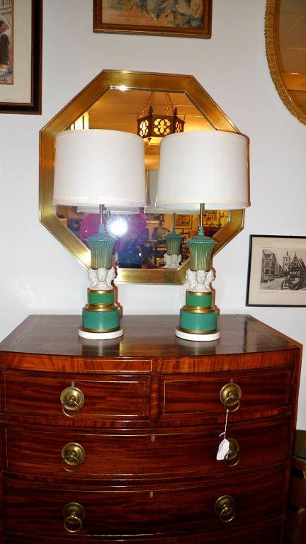 Pair of Neoclassical KPM and Parian Bisque Table Lamps