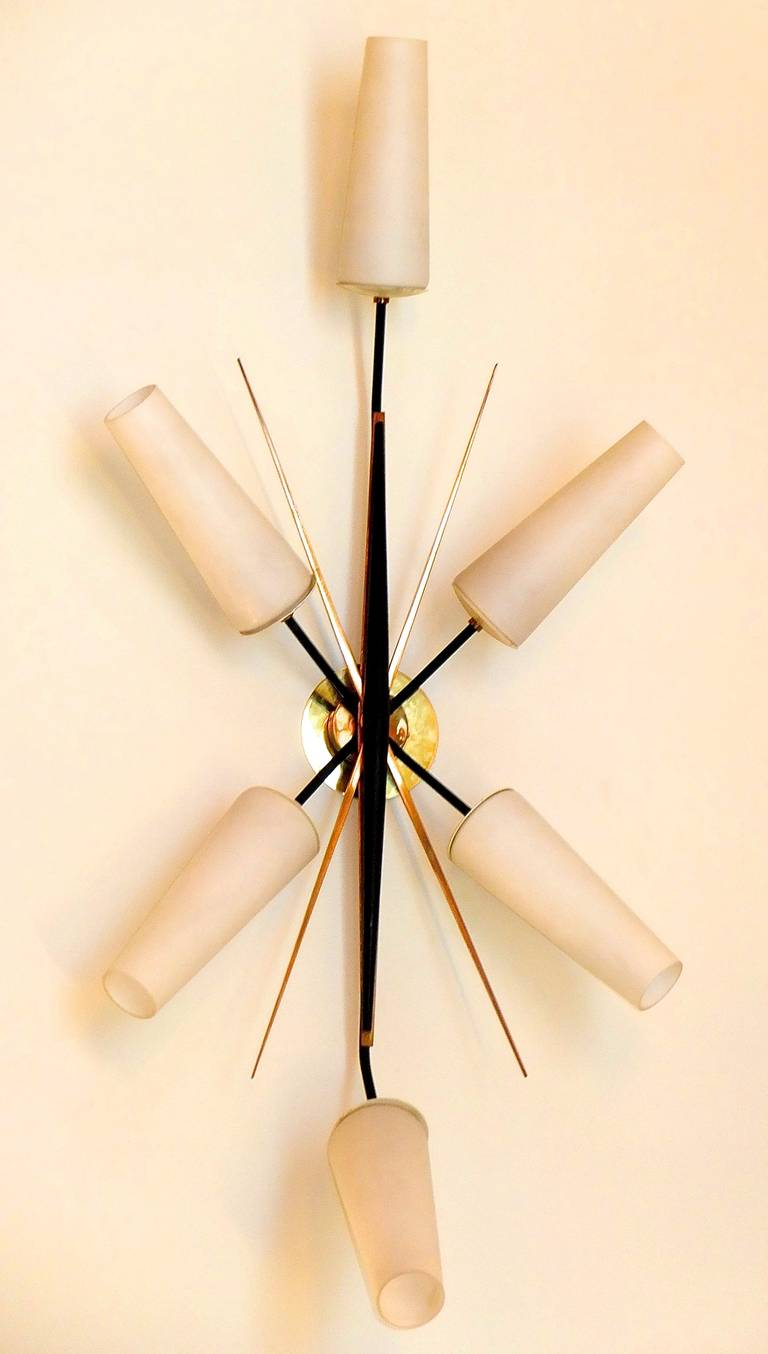Mid-Century Modern French 1950's 6 Light Wall or Ceiling Light by Arlus