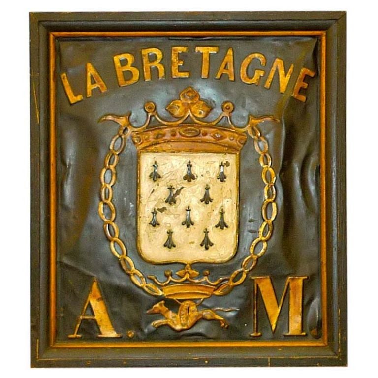 Antique Tole French Sign for La Bretagne