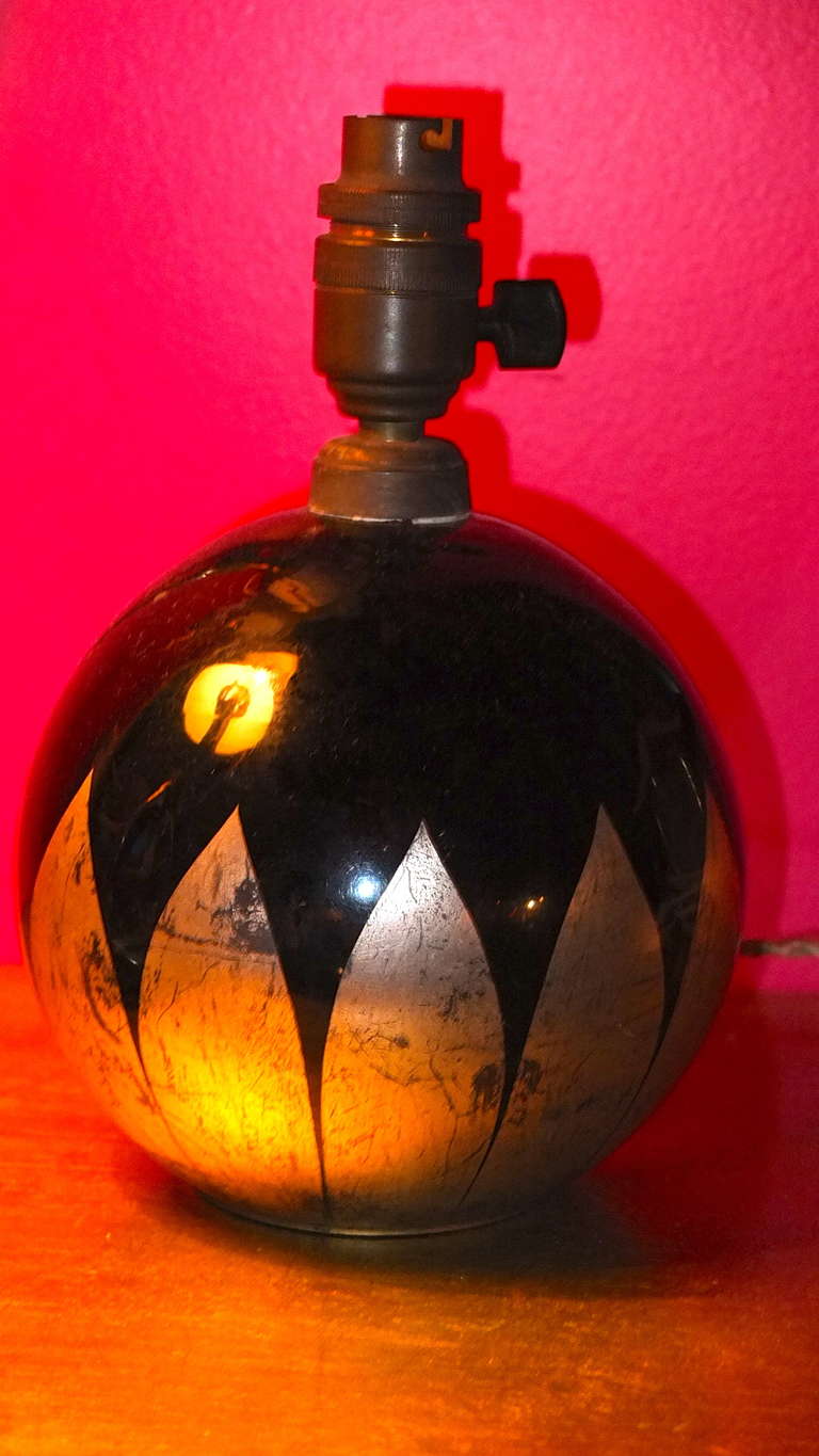 French Boudoir Lamp Cobalt Blue Glass 3