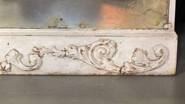 19th Century Mirrored Architectural Element in Old Paint For Sale
