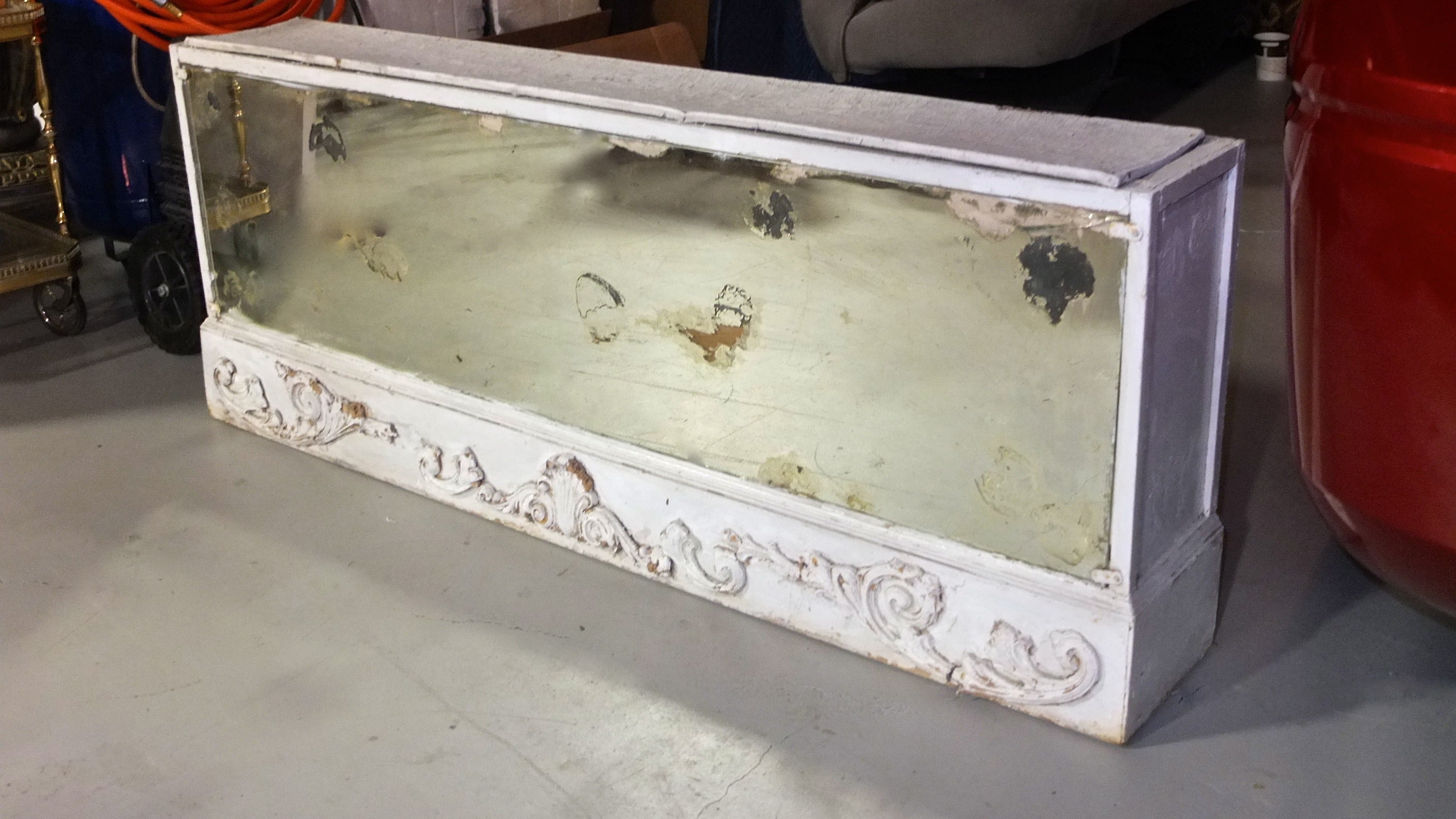 Mirrored Architectural Element in Old Paint For Sale