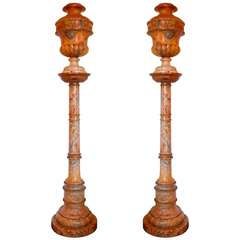 Pair of Italian Alabaster & Marble Urn Lamps