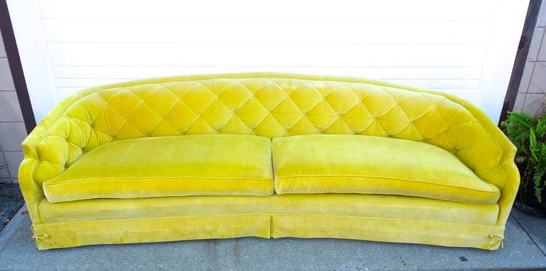 Mid-20th Century Hollywood Regency Velvet Sofa