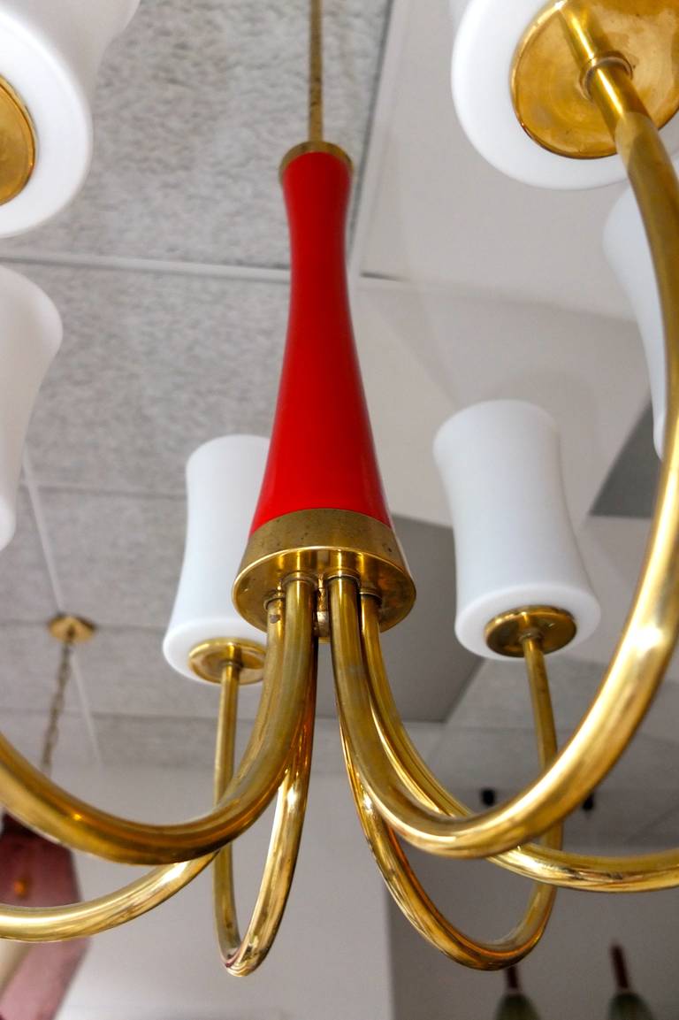 1960s Italian Six-Arm Chandelier In Excellent Condition For Sale In Hanover, MA