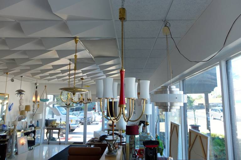 Mid-20th Century 1960s Italian Six-Arm Chandelier For Sale