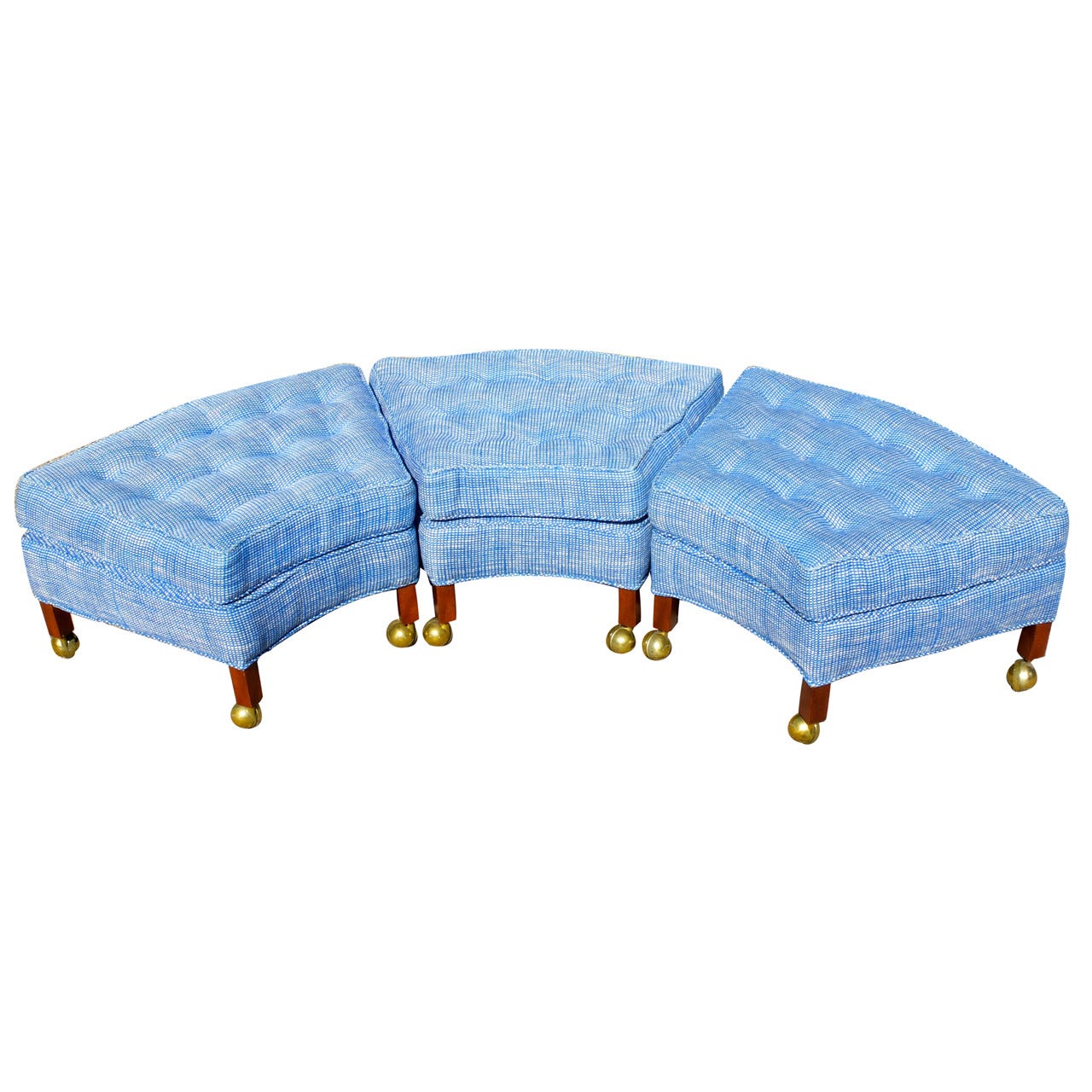 Group of Three Trapezoidal Ottoman on Casters