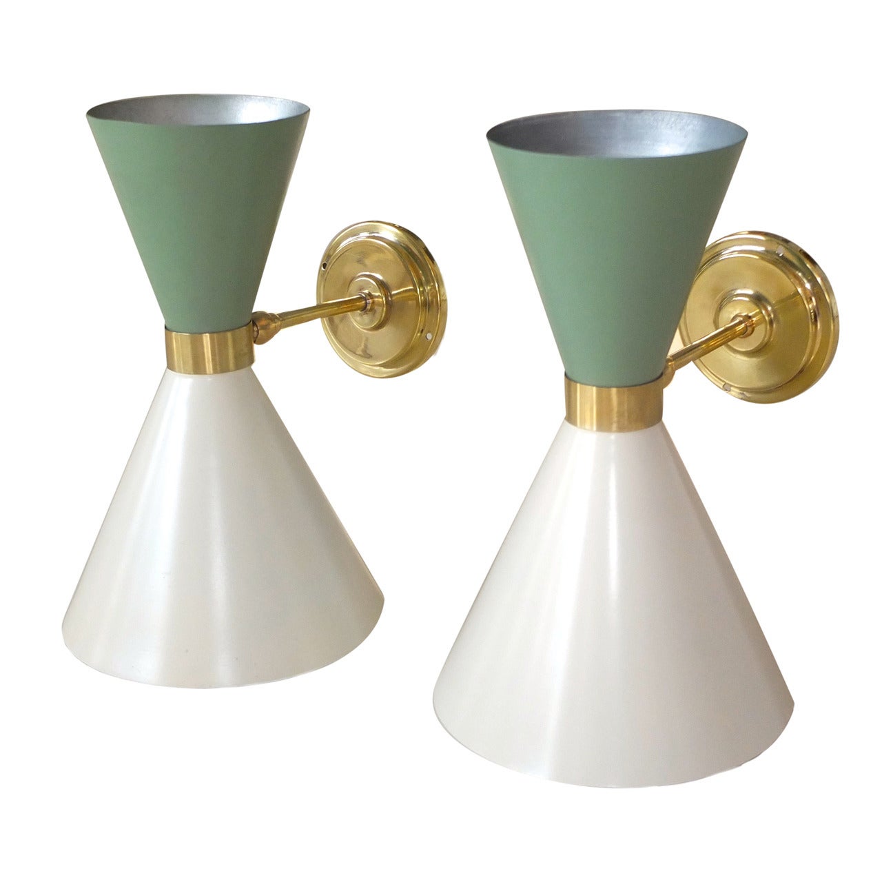 Pair of 1950s Italian, Two-Tone Articulating Sconces