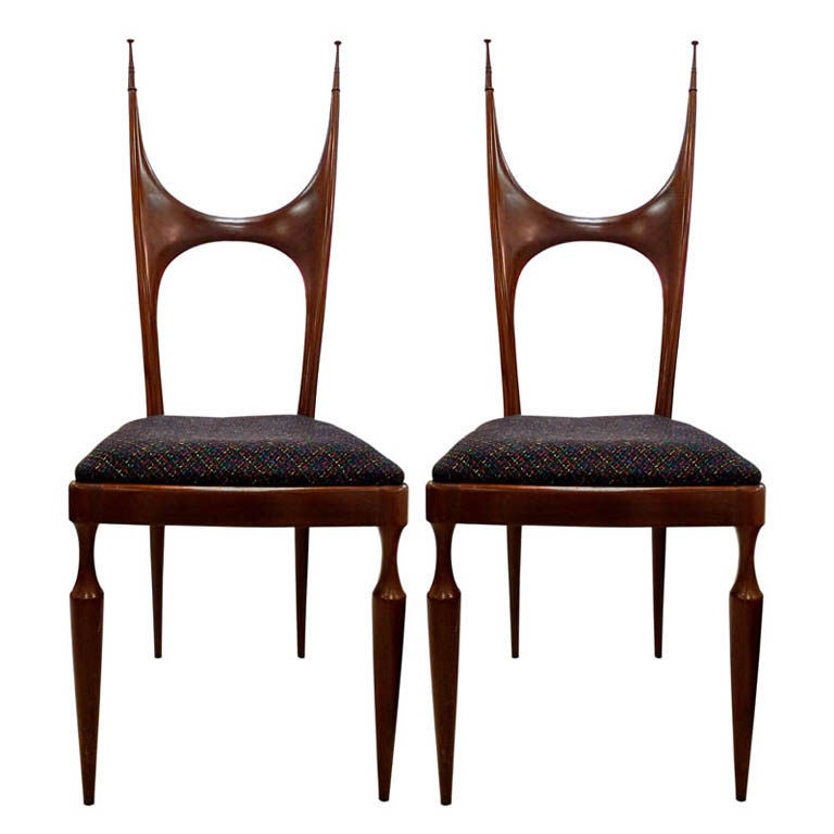 Pair of 1940's Stylish Italian Chairs by Pozzi & Verga