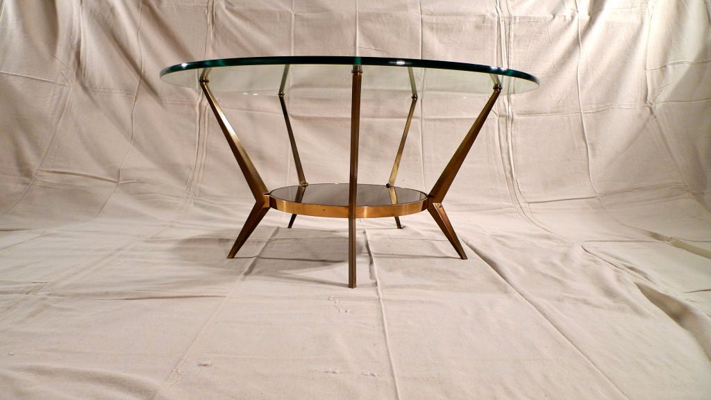 Bronze 1950's French Modernist 2-tier Cocktail Table