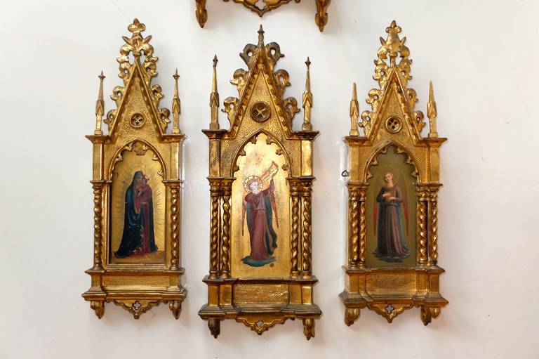 Renaissance Group of Four Grand Tour Gilt Framed Angels After Fra Angelico