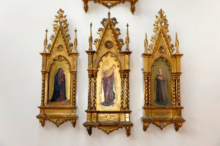 Italian Group of Four Grand Tour Gilt Framed Angels After Fra Angelico