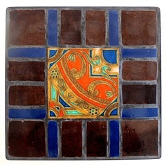 Square Iron and Glazed Stoneware Tile Occasional Table