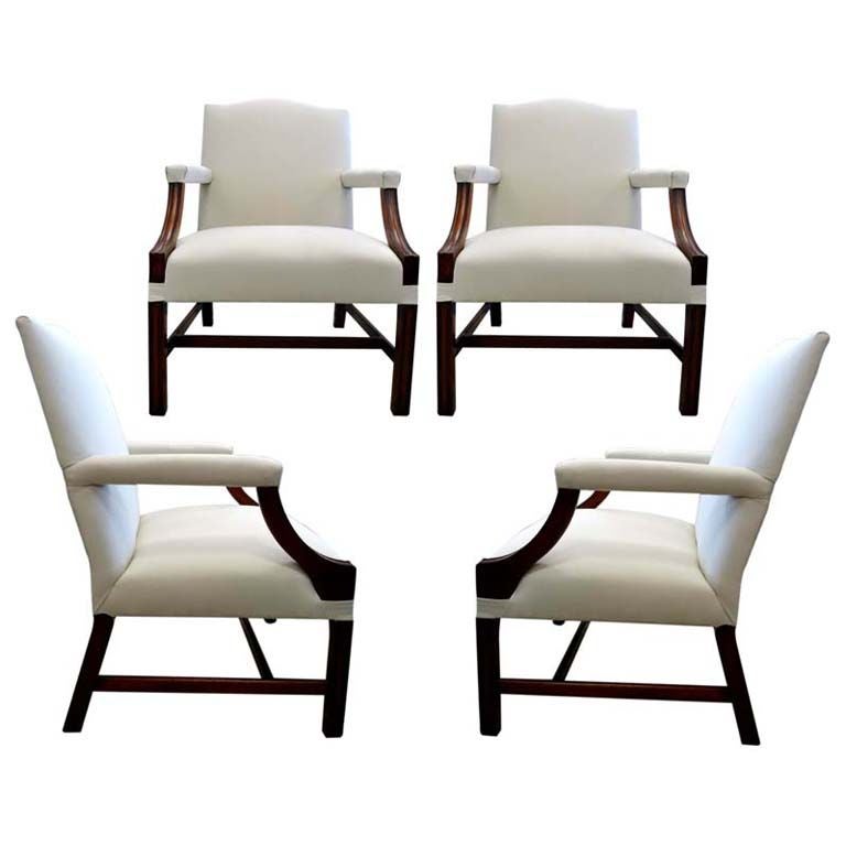 Set of 4 19th Century English 
Gainsborough
 Library Chairs