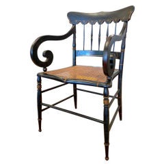 Antique Tole Painted Caned Chair