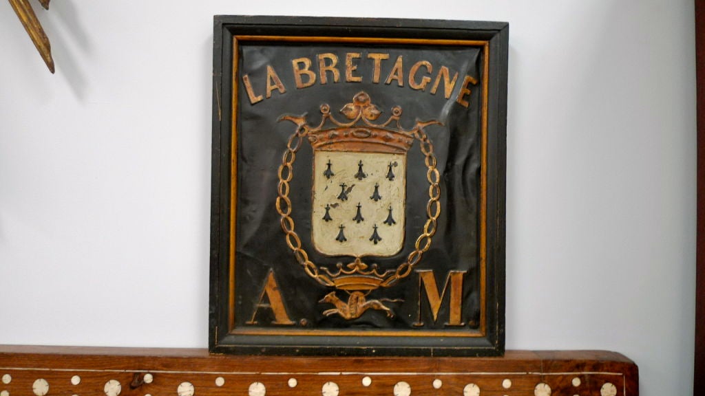 19th Century Antique Tole French Sign for La Bretagne