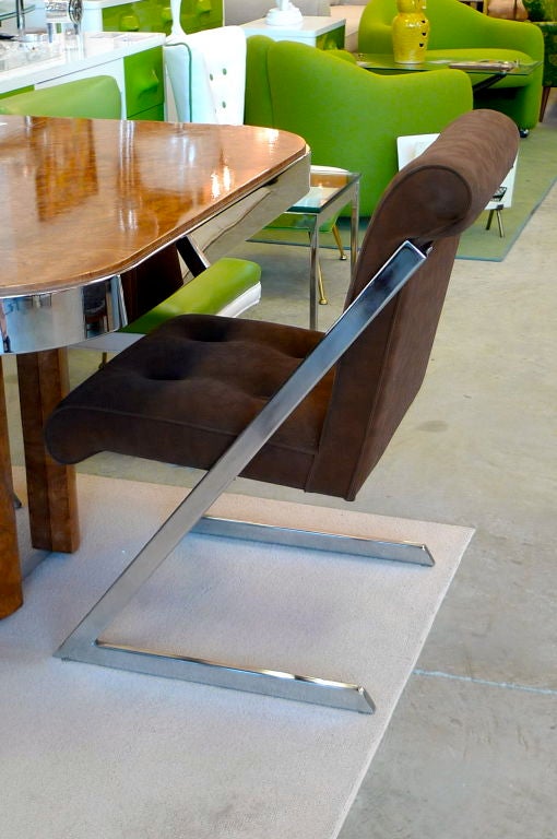 Set of 10 Chrome 'Z' Frame Dining Chairs by Milo Baughman