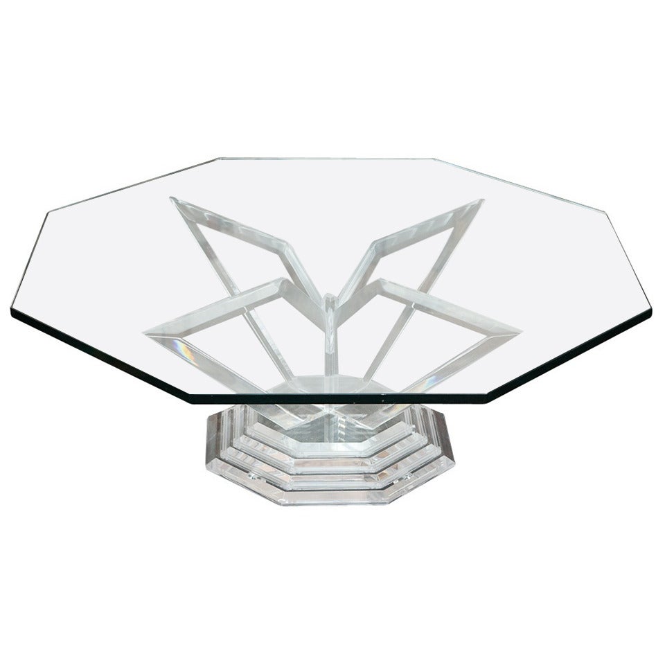 Grosfeld House Lucite Octagonal Cocktail Table For Sale