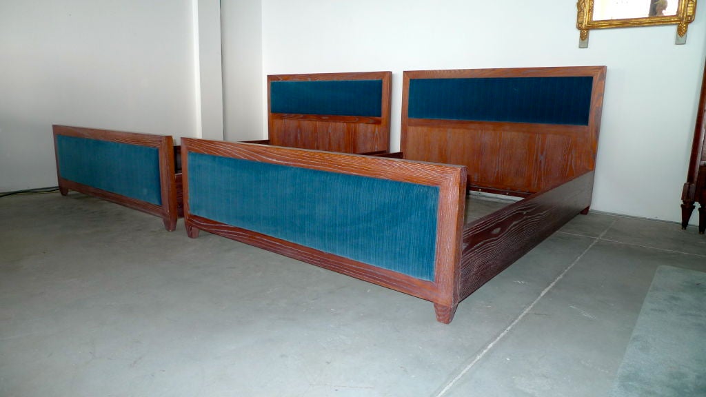 American Pair of Custom Full Size Beds in Style of Jean Michel Frank