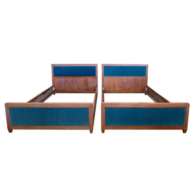 Pair of Custom Full Size Beds in Style of Jean Michel Frank