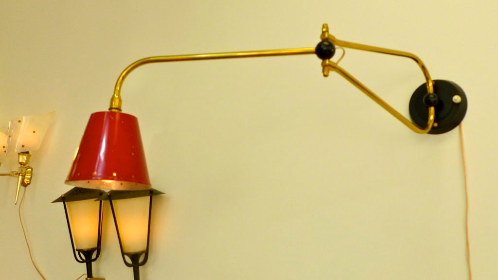 Brass French 1950's Swing Arm Sconce