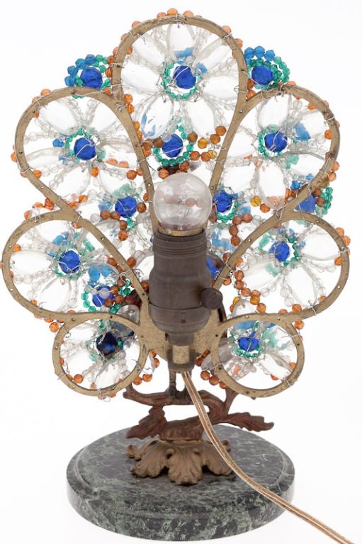 art deco peacock lamp