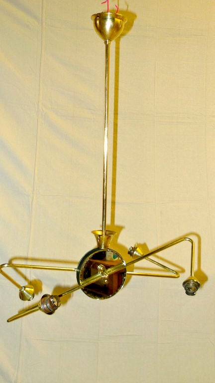 French 1950's Brass Orbital Chandelier For Sale 1