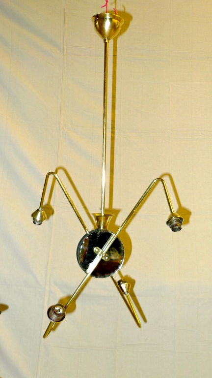 French 1950's Brass Orbital Chandelier For Sale 2