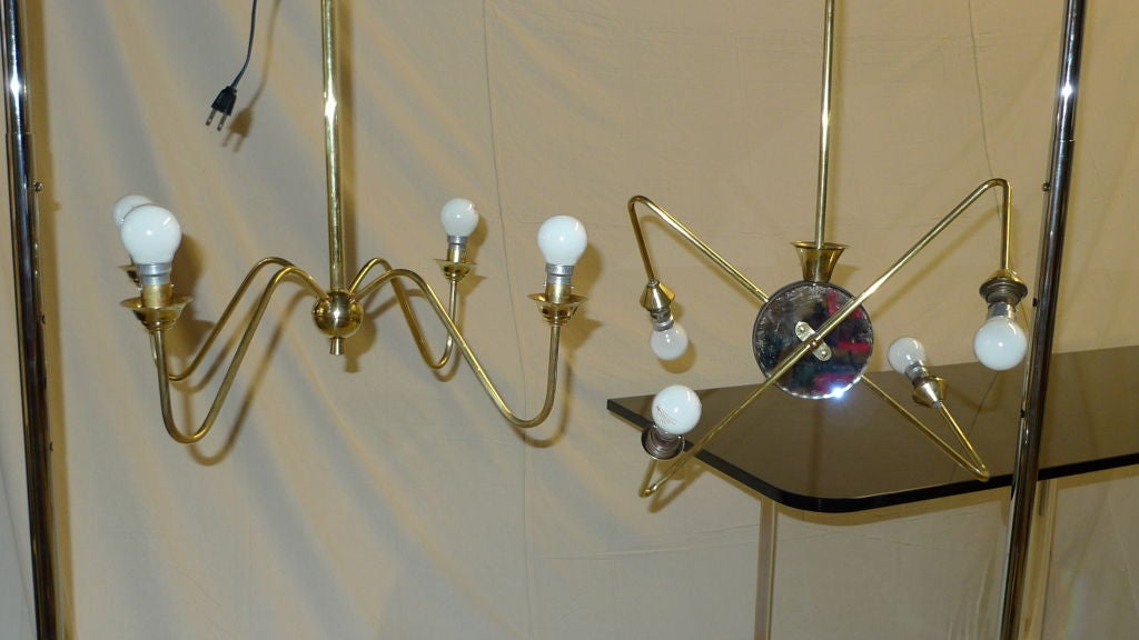 French 1950's Brass Orbital Chandelier For Sale 3