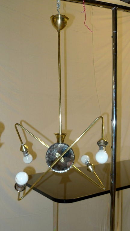 French 1950's Brass Orbital Chandelier For Sale 4