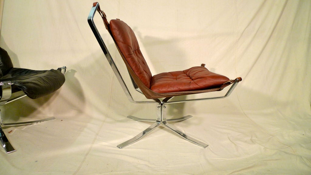 Norwegian Sigurd Ressel 'Falcon' Chair in Chrome & Brown Leather